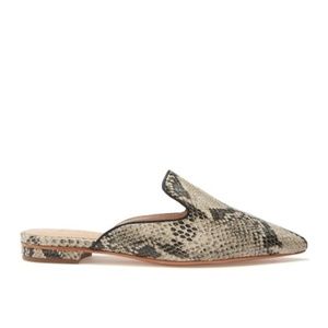Schutz Tracy Snake Embossed Flat Loafer Mule